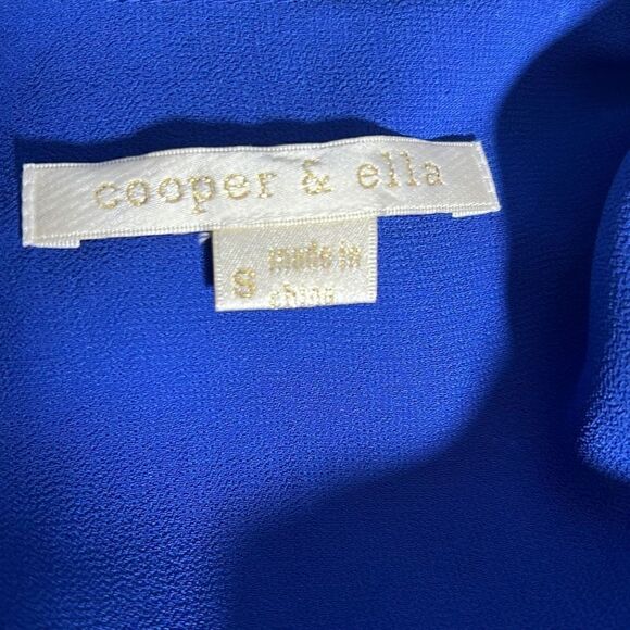 Cooper & Ella Women's Ruffled Butterfly Sleeves Blue Romper Size S NWT - Picture 7 of 12